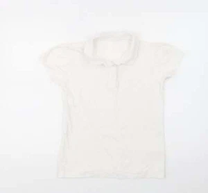 George Girls White Cotton blend Polo Size 13-14 Years - School W - Picture 1 of 12