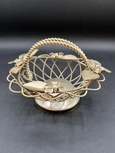 Vintage Studio Silversmiths twisted basket with handle and flowers - Picture 1 of 9