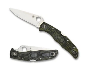 Spyderco Endura 4 Knife C10ZFPGR Plain Edge VG-10 Blade Zome Green FRN Handle - Picture 1 of 3