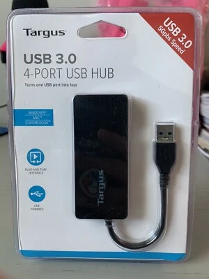 Targus 4-Port USB 3.0 Hub (ACH124US), Black (ACH154) - NEW & SEALED! - Image 1 of 2