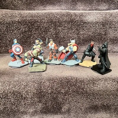 Disney Infinity Star Wars Marvel Figures Lot of 7 Darth Vader Maul Thor Drax - Image 1 of 4