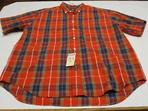 Camicia Dockers kaki wear con bottoni uomo grande rosso/blu a quadri manica corta ~ 10091 - Foto 1 di 6