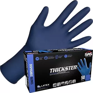 SAS Safety 6604 Thickster X-Large Textured Exam Grade Latex Gloves, Blue - Picture 1 of 8