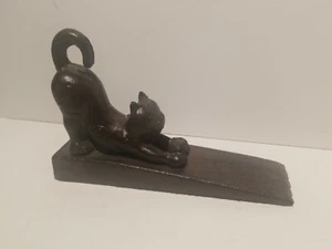 rustic scratching CAT cast iron metal shabby statue door stop stopper doorstop - Picture 1 of 5