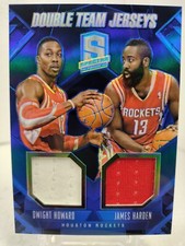 JAMES HARDEN DWIGHT HOWARD #/75 Double Team Jerseys 2013 14 Spectra Blue Prizm