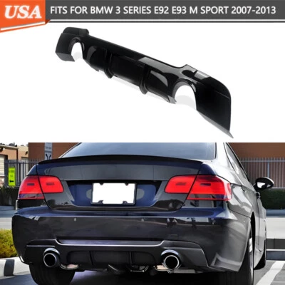 Rear Bumper Diffuser Lip For BMW E92 E93 328i 335i M Sport 2007-2013 Gloss Black - Image 1 of 4