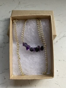 Amethyst & Iolite Chip Bead Gemstone Crystal Necklace Reiki Infused & Gift Boxed - Picture 1 of 4