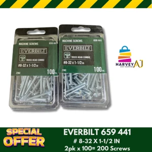 Everbilt 659441 Truss Head Screws Zinc #8-32 x 1-1/2" (2pk x 100=200 Screws) - Picture 1 of 2