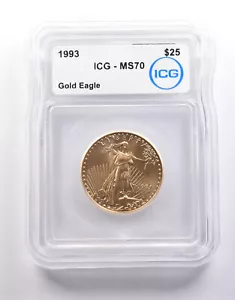 1993 $25 American Gold Eagle 1/2 Oz Gold MS70 ICG *6747 - Picture 1 of 3