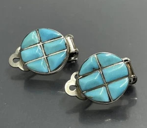 Women’s Clip On Earrings Sterling Silver Turquoise - Picture 1 of 7
