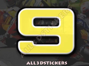 Autocollant Résine Nombre 9 Neuf 3D Couleur Jaune Dimension 75mm - Bild 1 von 1