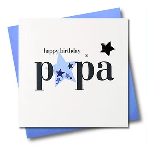 Birthday Card, Blue Star, Happy Birthday Papa, Embellished with a padded star - Picture 1 of 4
