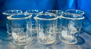 *LOTE de 7* Vasos de vidrio Griffin de forma baja Kimble KIMAX 14000-50, 50 ml con pico - Imagen 1 de 4