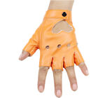Fashion Women Rivet Leather Gloves Half Finger Fingerless Dance Party Mittens UK