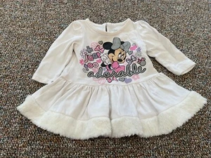 Disney Girls Minnie Mouse Just Too Adorable Top with Faux Fur Trim 6-9M - Picture 1 of 4
