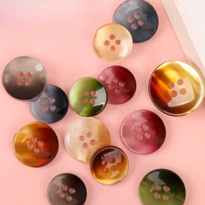 10x Round Coat Buttons 4 Hole Resin Round Pearl Button Gradient Color 15/17/22mm - Image 1 of 4
