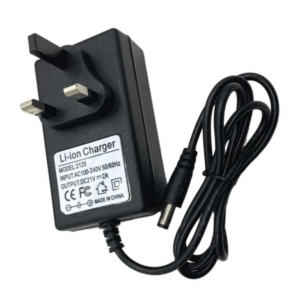 (UK)Battery Charger AC 100-240V DC 21V 2A Lithium Battery Charger Safe Charge BK