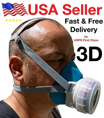 Безопасный противогаз респиратор защита половины лица краска распыление лицевая часть на открытом воздухе - Изображение 1 из 4