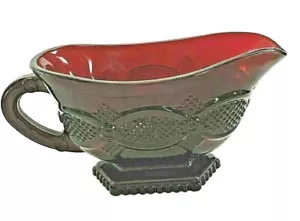Avon 1876 Rubinrote Kap Kabeljau Sauciere mit Box - Bild 1 von 2
