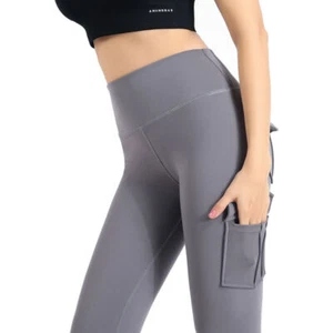 Tummy Control Womens Cargo Yoga Leggings Workout Hosen hohe Taille mit 4 Taschen - Bild 1 von 15