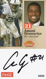 Tarjeta de tazón senior Amani Oruwariye Penn State Nittany 2019 firmada con certificado de autenticidad - Imagen 1 de 1