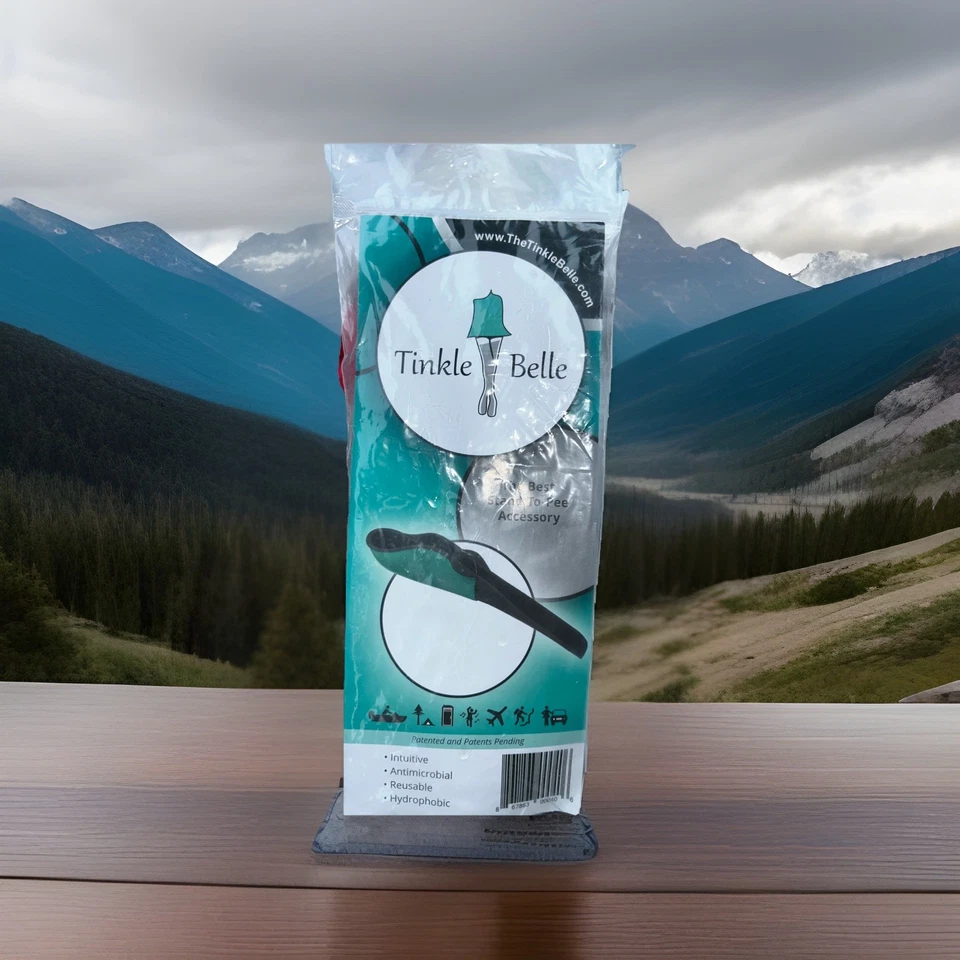 Dispositivo de micción femenino portátil The Tinkle Belle, verde azulado y gris con estuche NUEVO Foto 1 de 1