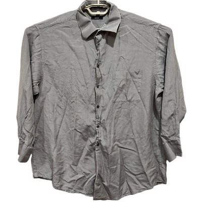 Alfani Shirt Men XL 17 32 / 33 Gray Button Up Long Sleeve 100% Silk Sustainable - Image 1 of 4
