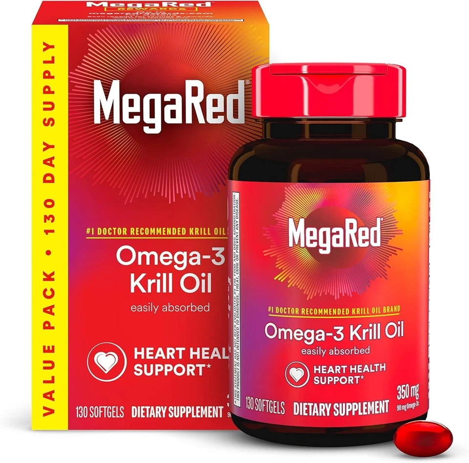 MegaRed - Aceite de krill Omega-3 350 mg cápsulas blandas (130 unidades en botella) - Envío gratuito Foto 1 de 4