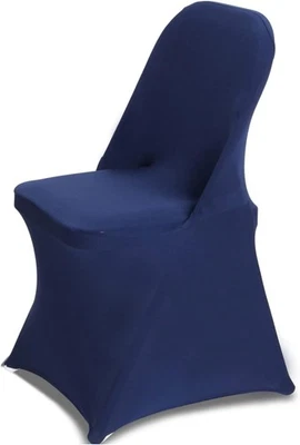 Navy Blue Stretch Spandex Folding Chair Cover Universal Fitted Chair Cover - Image 1 of 4