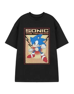 Sonic the Hedgehog Black Sonic Short Sleeved T-Shirt Mens - Picture 1 of 9