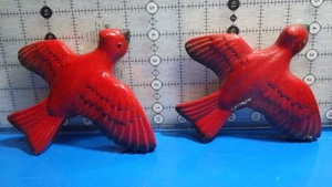 Rare Vintage Chalkware Kreide Kardinal Vogel Chalkware Wandtafeln rot schwarz - Bild 1 von 6