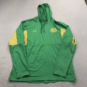 Notre Dame Fighting Irish Jacket Mens Medium Gold Green Under Armour 1/4 Zip - Picture 1 of 8