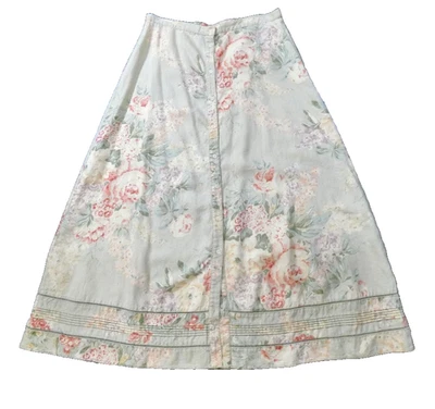 Falda Vintage Años 90 Lauren Ralph Lauren Floral 100% Lino Cottagecore Talla 12 Foto 1 de 4
