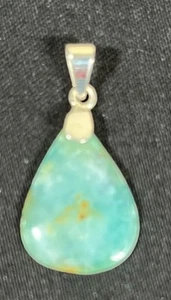 Peruvian Opal Semiprecious Stone and Sterling Silver 950 Pendant - Picture 1 of 12