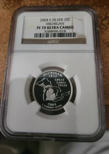 2004 s silver Michigan statehood quarter NGC PF 70 Ultra Cameo (034) - Picture 1 of 2