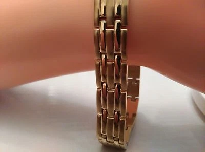 Pulsera caballero en acero inoxidable chapado en oro de 14K de 8 pulgadas de largo Foto 1 de 4