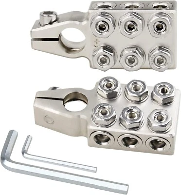 Battery Terminal Clamps 1/0 2 4 8 AWG Gauge 12-Way Connectors Positive Negative - Image 1 of 4
