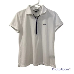 Lauren Ralph Lauren Womens White Short Sleeve Half Zipper Golf Polo Shirt Size M - Picture 1 of 9