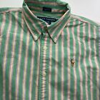 Ralph Lauren Men's Small Green Awning Stripes Long Sleeve Button-Down Shirt