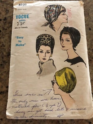 🌹 1963 VOGUE #6121 - LADIES EASY TO MAKE HATS & SCARF PATTERN  OZ   NOT A COPY - Image 1 of 2