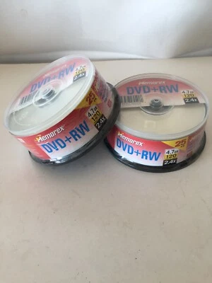 New! MEMOREX DVD+RW Lot 2 Of (25-Pack) 4.7GB 2.4x SPINDLE Lot - Image 1 of 4