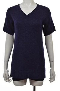 J Crew Sweater Size M Top Purple Speckled  V-Neck Shirt Short Sleeve - Picture 1 of 4