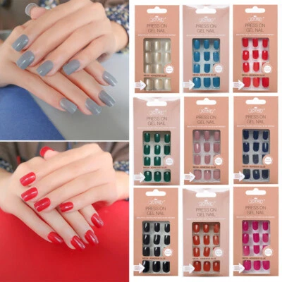 Nails Art Fake Nail Wearable Nails Solid Colored False Nails Detachable . - Image 1 of 4