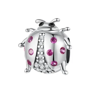 SOLID Sterling Silver S925 Spotted Pink Ladybird Garden Charm by Unique Designs - Bild 1 von 5