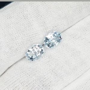 2.70 Cts Best Luster Natural "Sky Blue" Aquamarine Oval Pair..!!!! - Picture 1 of 2
