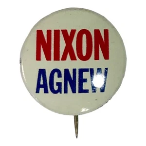 Pinback Botón Nixon Agnew Pin Campaña Republicana Política 1 Pulgada Presidencial - Imagen 1 de 3