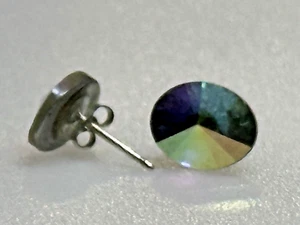 Vintage Sterling Silver Earrings 925 Jewellery Stud Mystic Quartz Imitation - Picture 1 of 9