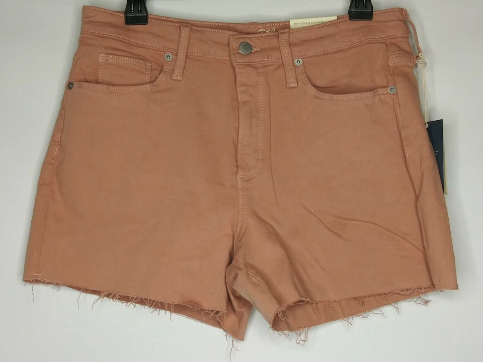 Universal Thread Pink High Rise Midi Shorts Raw Hem Smooths Sculpts Size 12