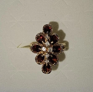 Anello in ORO GIALLO 14 kt con diamanti granati misura 6,5 - Foto 1 di 7