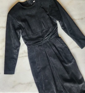 Vintage Ambria Dress 4 Black Genuine Leather Midi Lagenlook Cowgirlcore Gothic - Picture 1 of 16